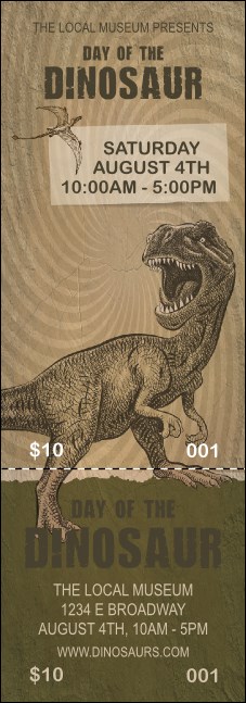Dinosaur Illustrated Event Ticket Product Front