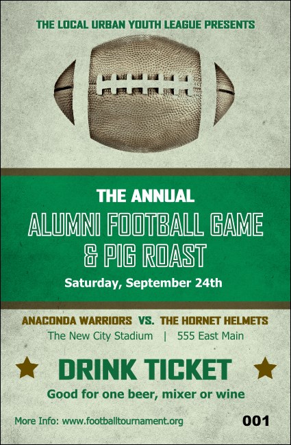 Football Green Drink Ticket Product Front