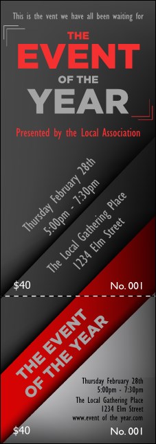 Red and Silver Event Ticket Product Front