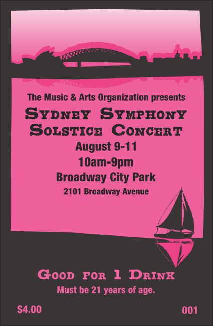 Sydney Drink Ticket (Pink) Product Front