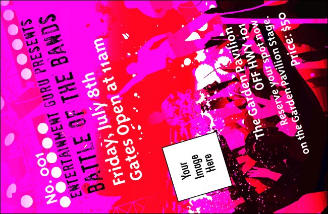 Rock Concert Pink Drink Ticket Product Front