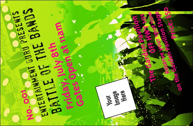 Rock Concert Drink Ticket in Green Product Front