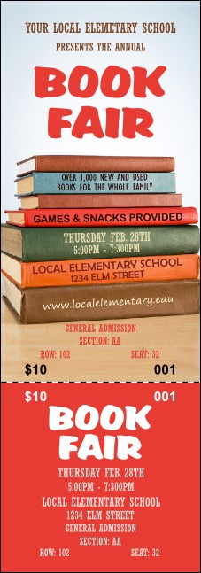 Book Fair Reserved Event Ticket Product Front