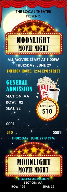 Movie Night Reserved Event Ticket Product Front