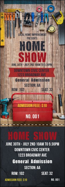 Home Improvement Reserved Event Ticket Product Front