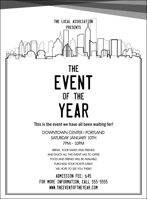 All Purpose Skyline Black and White Flyer Product Front