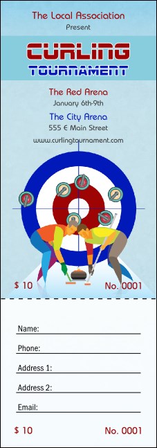 Curling Tournament Raffle Ticket Product Front