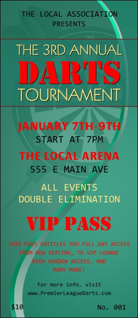 Dart Tournament VIP Pass Product Front