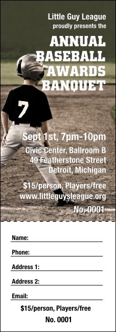 Baseball Raffle Ticket Product Front