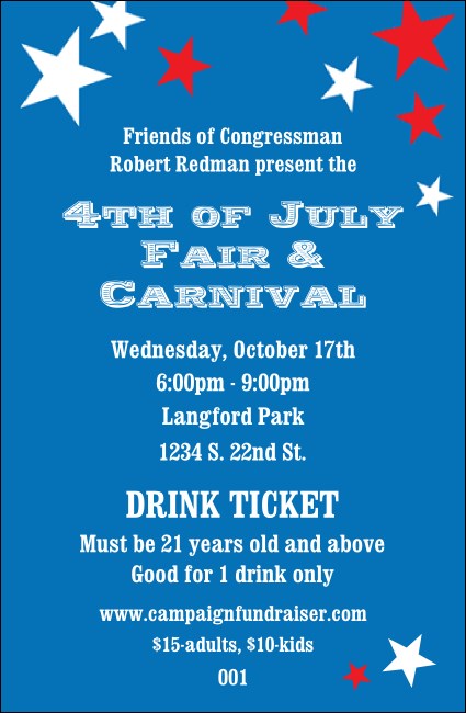 Red, White, and Blue Stars Drink Ticket