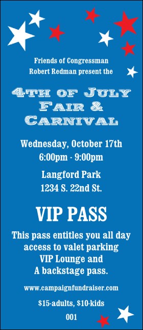 Red, White, and Blue Stars VIP Pass Product Front