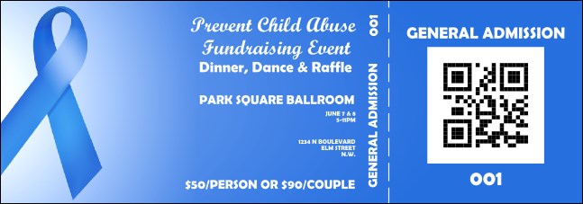 Blue Ribbon QR Event Ticket Product Front