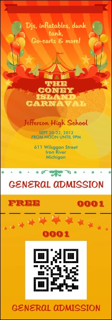 Carnival QR Event Ticket Product Front