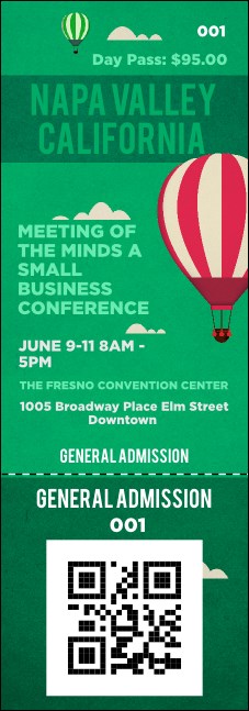 Napa Valley QR Event Ticket Product Front