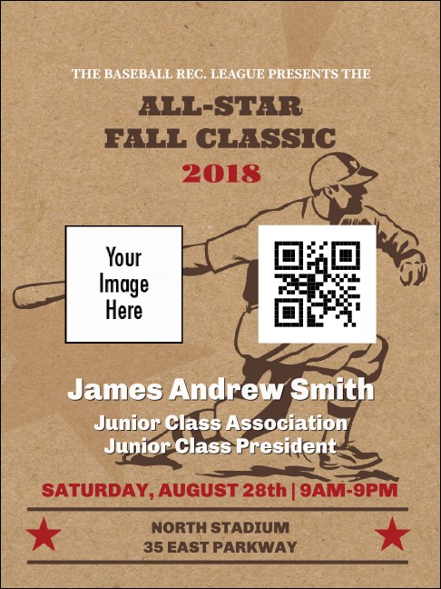 All-Star Retro Baseball Economy Event Badge Product Front