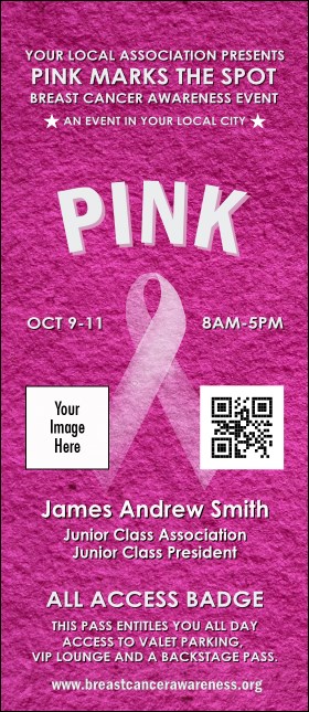 Breast Cancer Pink Ribbon VIP Event Badge Large Product Front
