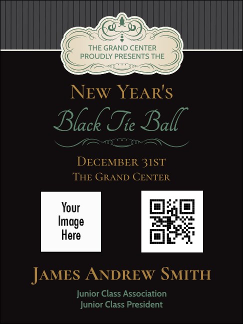 Classic Black Pinstripe Economy Event Badge Product Front