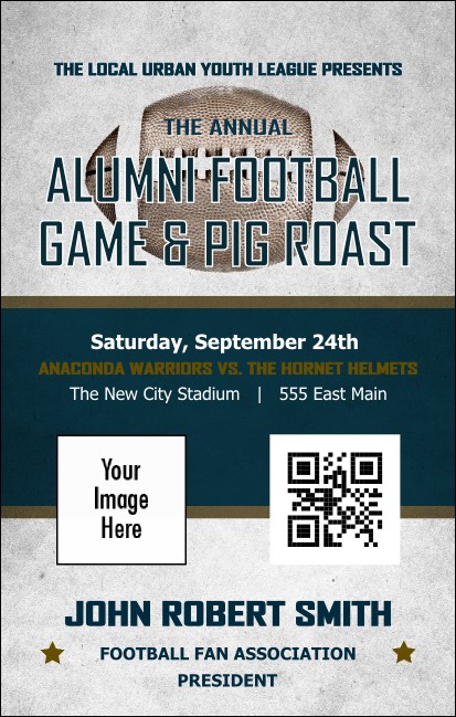 Football Blue VIP Event Badge Medium Product Front