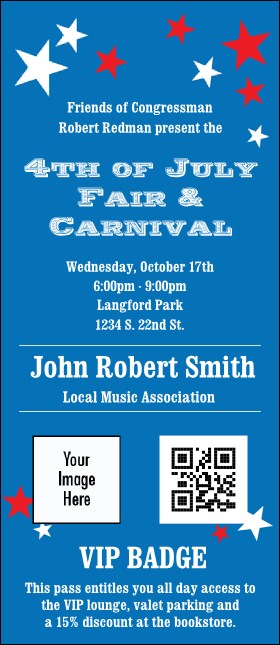 Red, White, and Blue Stars Economy Event Badge VIP Event Badge Large Product Front