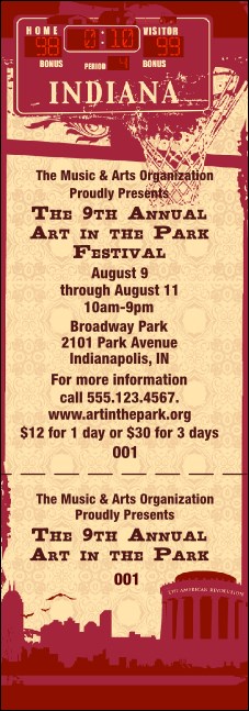 Indiana General Admission Ticket Product Front