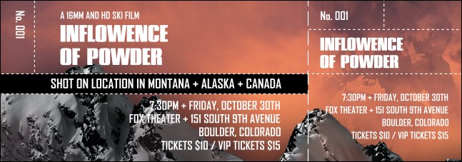 Snow Report Ski Event Ticket Product Front