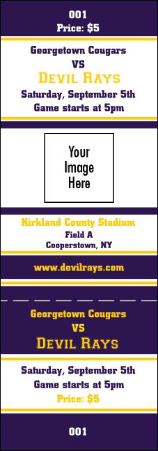 Sports Ticket 001 Purple & Yellow