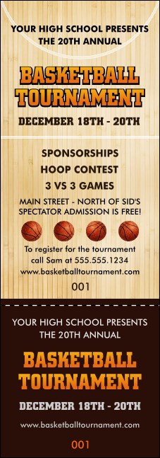 Basketball Court Event Ticket Product Front