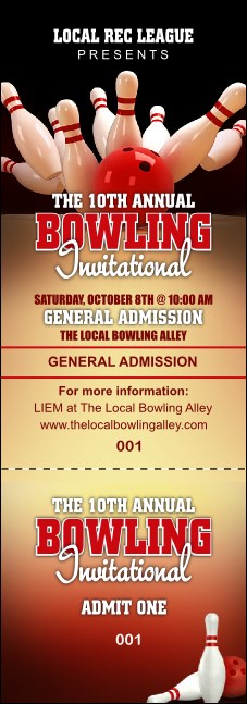 Bowling League Event Ticket Product Front