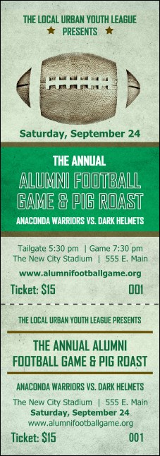 Football Green Event Ticket Product Front