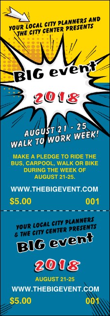 Retro Comic Book Event Ticket Product Front