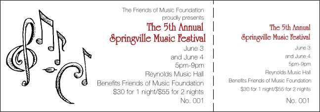 Music Notes General Admission Ticket 001 Product Front