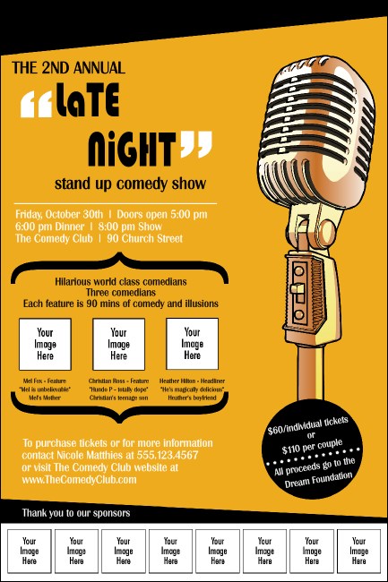 Comedy Retro Microphone Logo Poster Product Front