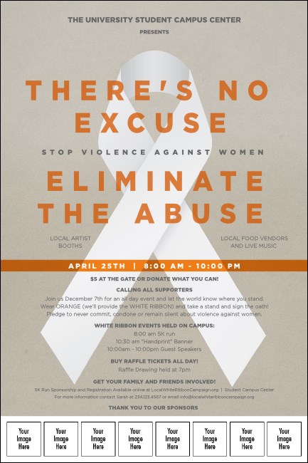 White Ribbon Logo Poster Product Front