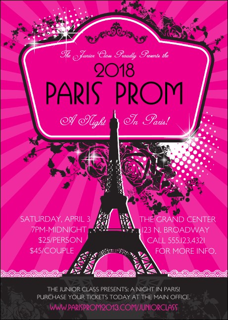 Paris Pink and Black Postcard Product Front