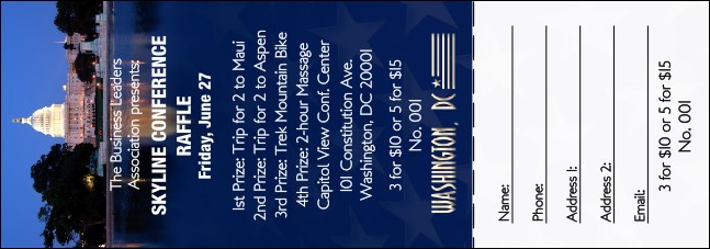 Washington D.C. Raffle Ticket Product Front