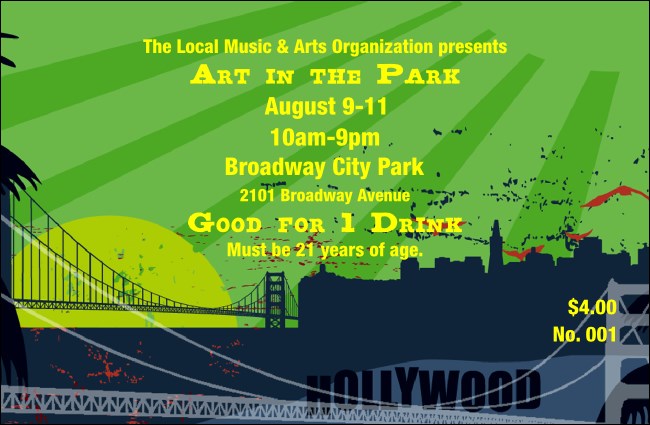 California Drink Ticket (Gray and Blue)