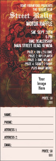 Ride Raffle Ticket with stub Product Front