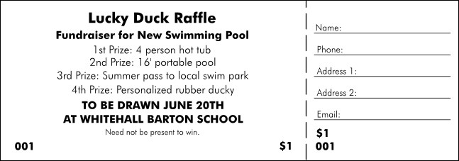 All Purpose Raffle Ticket 001 Product Front