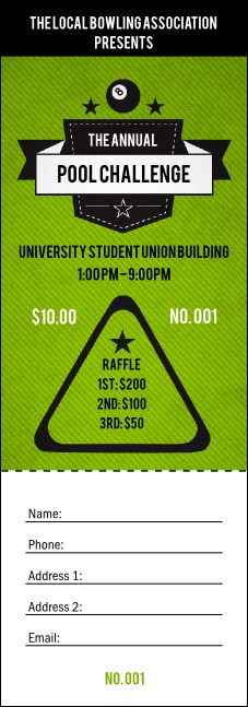 Billiards Raffle Ticket Product Front