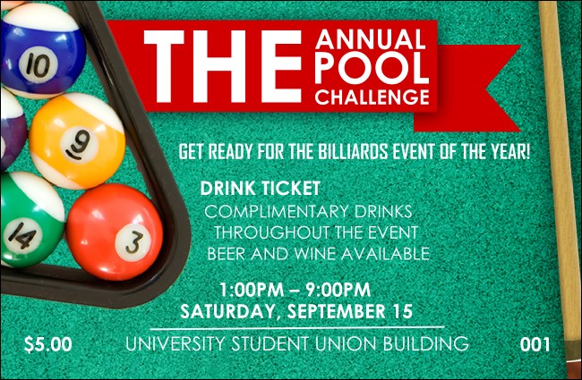 Pool Drink Ticket Product Front